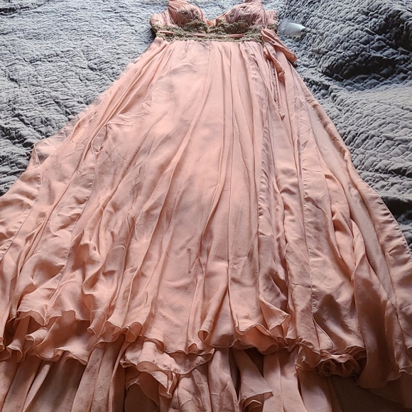 Romantic soft pink beaded Grecian style maxi dress - Picture 4 of 9